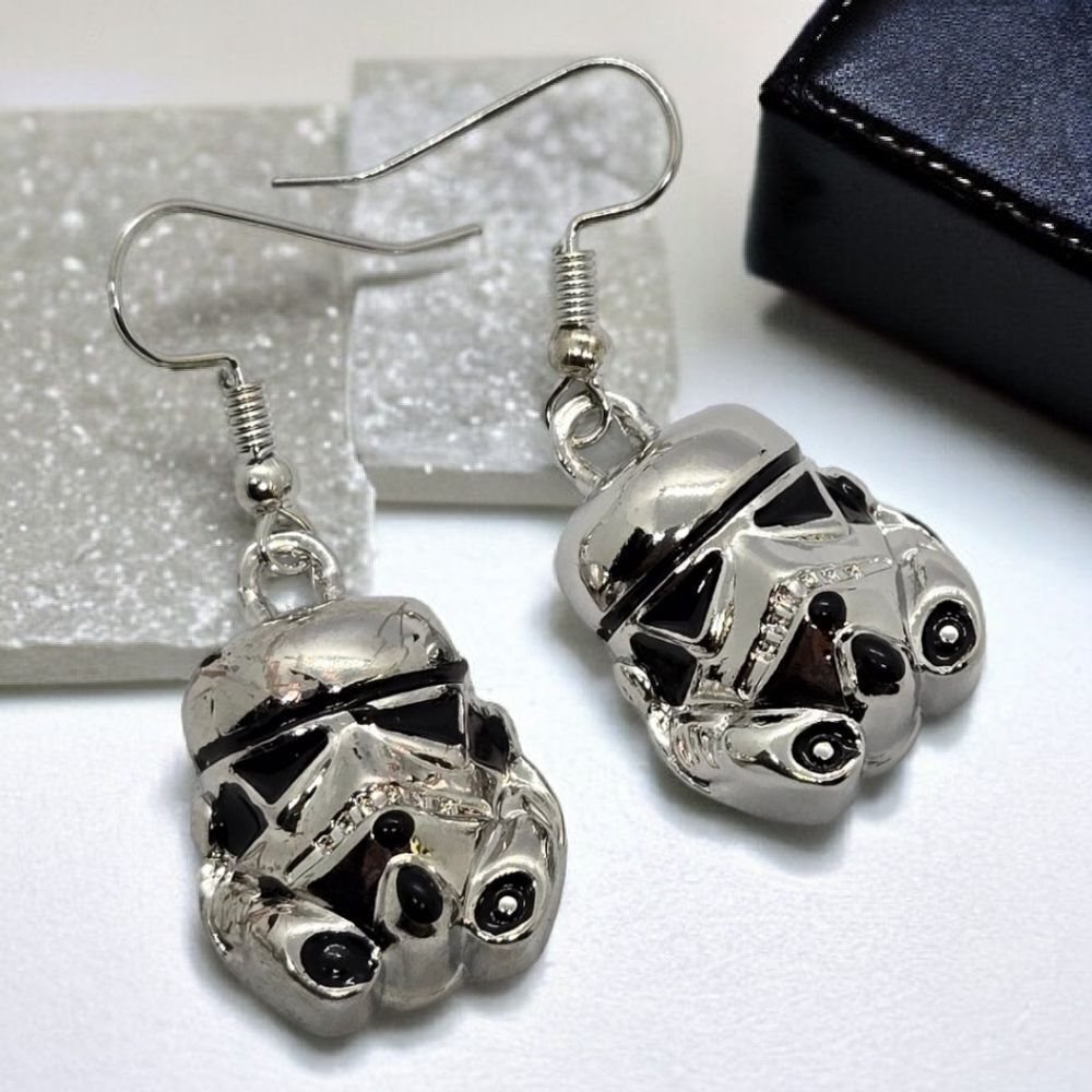 Star Wars Stormtrooper 3D Dangle Earrings Silver Disney Cosplay Costume Gift - Picture 3 of 6